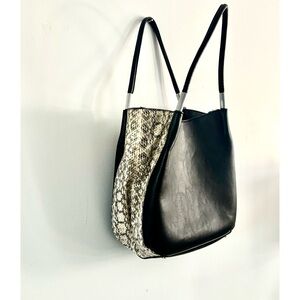 Alfani Black & White Snake-Print Vegan Leather Tote Bag